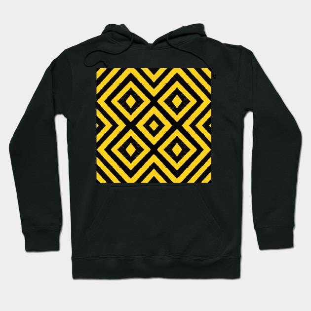 HIGHLY Visible Yellow and Black Line Kaleidoscope pattern (Seamless) 1 Hoodie by Swabcraft